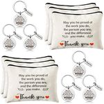 WATINC Appreciation Keychain Thank You Gifts Set - 6Pcs Thank You Key Chains & 6Pcs Proud of You Make a Difference Makeup Cosmetic Bags Inspirational Presents Bulk for Teacher Man Wowen