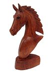 OMA Horse Statue Horse Head Wooden Hand Crafted Sculpture Figurine Home Decor Gift (10-in.)