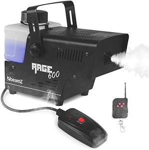 beamz Rage600 Smoke Machine with Wireless Remote Control - 600W Small Fog Machine for DJ Disco Parties, Rapid Heat-Up, 500ml Tank, Ideal Smoke Effect for Lighting & Stage Events