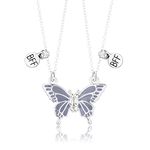 Best Friend Necklace - Friendship Gifts Butterfly Matching Bff Necklace for 2 Girls | Friendship Magnetic Necklace for Girls Women Teens Kids Jewellery Birthday Christmas friendship Necklace, Gray