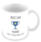 Best Dad Award Trophy Personalised Mug/Cup (Add Name Who Mug is from) Personalised Gift Blue