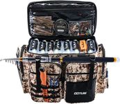 Goture Large Fishing Tackle Bag, Store Up to 8PCS 3700+4PCS 3600 Tackle Boxes, Water Resistant Fishing Bag, Saltwater Fishing Tackle Storage Bags with Removable Dividers(20.8"x15.2"x11.4")-Camouflage