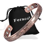 Feraco Magnetic Copper Bracelets for Women,Magnetic Therapy Bracelet,99.99% Pure Copper with Natural Magnets, Anti-Allergies Vintage Flower Copper Magnetic Bracelets