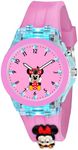 PAPIO Analog Pink Color Silicon Band Cute Cartoon Design Multi-Function 7 Color Light Wrist Watch for Kids Children Boys and Girls