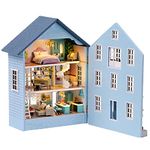 Roroom DIY Miniature and Furniture Dollhouse Kit,Mini 3D Wooden Doll House Craft Model with LED,Creative Room Idea for Valentine's Day Birthday Gift(Molan House)