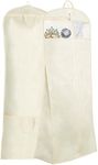 MISSLO 70" Bridal Wedding Gown Dress Garment Bag with Accessories Pouch Large Travel Garment Cover 8" Gusset (Beige)
