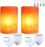 pursalt Himalayan Salt Lamp Plug in Night Light 2 Pack, 360 Degree Adjustable Wall Plug & Extra 4 Replacement Bulbs Bathroom Bedroom Night Light, Pink Crystal Rock Salt Hand Crafted Cylinder Size