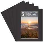 Golden State Art, Pack of 5, Pre-Cut 16x20 Picture Mats Bevel Cut 10.5x16.5 Opening for 11x17 Photos, Black