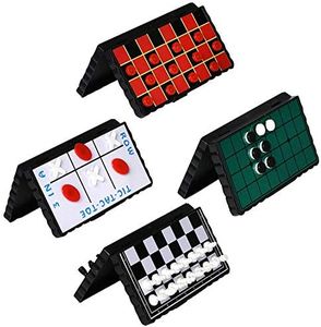 Point Games Travel Board Game Set - Bundle Pack of 4 Classic Magnetic Games, Stocking Stuffers for Kids Includes Individual Boards & Pieces