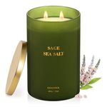 Goodpick 22 oz Sea Salt & Sage Scented Candles - 2 Wick Soy Jar Candles for Home, Ideal Large Gifts for Men & Women, Perfect for Birthdays & House Warming