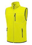 YSENTO Men's Lightweight Softshell Vest Windproof Hiking Running Sleeveless Golf Jackets Yellow L