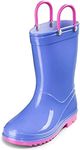 Puddle Play Toddler and Kids PVC Rain Boots with Easy On Handles - Boys and Girls Purple,Periwinkle and Pink