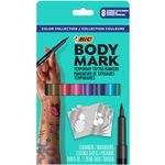 BIC BodyMark Temporary Tattoo Markers for Skin, Color Collection, Flexible Brush Tip, 8-Count Pack of Assorted Colors, Skin-Safe*, Cosmetic Quality (MTBP81-AST), 1 Count (Pack of 8)