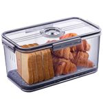 Gifhomfix Bread Bin Airtight Bread Bins for Kitchen Counter, Time Recording Bread Box with Lid, Bread Storage Container for Homemade Bread, Toast, Bagel, Donut and Cookies, Grey