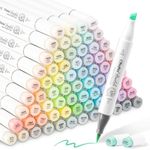 Ohuhu Alcohol Markers Pastel - 96 Pastel Colors of Honolulu Sweetness + Blossoming - Double Tipped Art Alcohol Markers for Artist Adults' Coloring Illustration - Brush & Chisel - Refillable Ink