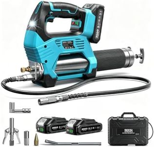 Seesii 12000PSI Electric Grease Gun: 3 Speed Control Battery Powered Grease Gun Cordless with 2 Batteries, Brushless Motor, 39.4” Long Hose, 90 Degree Coupler & LED Light for Heavy Duty Equipment