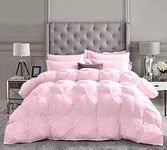 Cloud Fino Cotton 600 Thread Count, Luxurious Pleated Design Duvet Cover |1 Duvet Cover with 2 Pillow Shams |Pink_King Bed Size- 88x104 inch, Pillow Shams Size- 17x27 inch