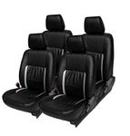 AUTOXYGEN Car PU Leather Luxury seat Cover Front & Rear Accessories for Indica (Black & Silver, 1007)