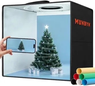 MUNBYN Light Box Photography, Portable Photo Studio Box 16"x16" Professional Shooting Tent Kit with 160 LED Lights 6 Backdrops for Jewelry and Small Product Photography