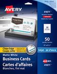 Avery Business Cards, 2" x 3.5" Cards, Clean Edge, White, Matte, for Inkjet Printers, 50 Cards, (41871)