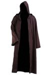 Men Hooded Robe Cloak Knight Fancy Cool Cosplay Costume, Brown, L