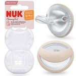 NUK MommyFeel Baby Dummy | 0-9 Months | Breastfeeding Friendly Soothers | BPA-Free Silicone | Greige | 2 Count