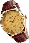 SKMEI Watch for Men Business Dress Classic Fashion Casual Brown Leather Quartz Analog Waterproof Calendar Date Light Simple Wrist Watches Dad Fathers Gifts