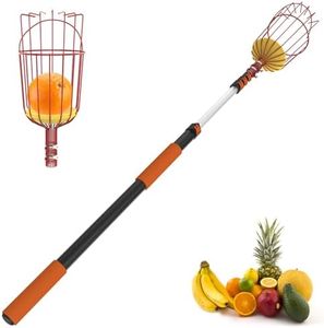 SISIUPASSIE 26FT Reach Fruit Picker, Apple Picker Pole with Basket Telescoping Tool for Apple Lemon Orange Mango Avocado Fruit Tree Picking