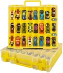Toy Car Storage Organizer Case Compatible with Hot Wheels/for Matchbox Cars. Display Carrying Container Holder for LOL Surprise Dolls/for Shopkins with 48 Compartments Double Sided-Yellow (Box Only)