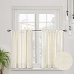 CUCRAF Kitchen Curtains 2 Panels W 48 X L 36 Natural Short Linen Curtains Lightweight Cafe Curtains Rod Pocket Small Window Curtains for Bedroom Living Room