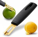 A Bar Above Premium Quality Channel Knife, Stainless Steel Bar Tool, Garnish for Cocktail Mixers, Lemon Zester, and Fruit Peeler, Professional Grade Bar Accessory, Gold