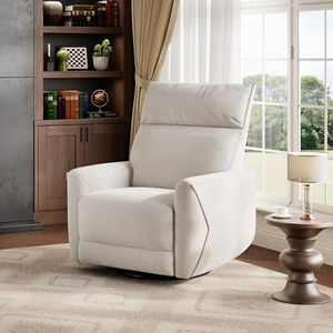 IDEALHOUSE Swivel Rocking Nursery Recliner Chair Rocker Recliner Glider Deep Seat PU Leather Sofa Chair with high Backrest for Nursery, Living Room, Bedroom & Home Movie Theater (Cream)