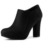 Allegra K Women's Platform Round Toe Chunky Heel Black Ankle Booties 7.5 M US