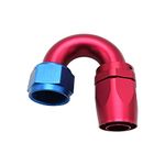 Aluminum Oil Fuel Line Fitting 180 Degree Elbow -16 AN Female to -16 AN Swivel Seal Hose End, AN16 1-5/16-12 Thread Reusable Equal Tubing Adaptor, Red Blue