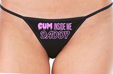 Knaughty Knickers Cum Inside Me Daddy Creampie Cumplay Black String Thong Panty, Bubble Gum Pink, XX-Large