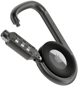 RAPTIC Link & Lock for Apple AirTags, Anti-Theft, Heavy Duty Combination Lock Carabiner, Secure Polycarbonate Housing for Air Tags, 3-Digit Combination Lock, 4” Length Carabiner, Dark Grey