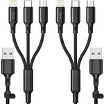 Multi Charging Cable 2Pack 10FT 3 in 1 Universal Multiple USB Cable Organized Nylon Braided Fast Charging Cord Adapter with Type-c, Micro USB and Lightning for iPhone 15/15 Pro/Tablets/Samsung/LG