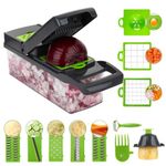 WVacFre Vegetable Chopper, Pro Onion Chopper, Multifunctional 14 in 1 Food Chopper, Kitchen Vegetable Slicer Dicer Cutter,Veggie Chopper with 8 Blades,Carrot and Garlic Chopper with Container