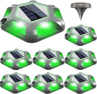 Solar Powered Driveway Lights, Green, Set of 8,Solar Dock Lights,Waterproof 800mAh Outdoor LED Aluminum Dock Lighting Warning for Driveway Sidewalk Garden Pathway Yard