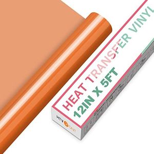 HTVRONT HTV Vinyl Rolls Heat Transfer Vinyl - 12" x 5ft Orange HTV Vinyl for Shirts, Iron on Vinyl for All Cutter Machine - Easy to Cut & Weed for Heat Vinyl Design (Orange)