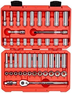 TEKTON 3/8-Inch Drive 6-Point Socket & Ratchet Set, Inch/Metric, 5/16-Inch - 3/4-Inch, 8 mm - 19 mm, 47-Piece (Case) | SKT15301