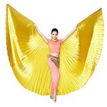 Nimiman Women Egyptian Professional Belly Dance Costume Wings with Sticks (Gold)