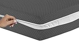 MIA Zippered Mattress Encasement - Hypoallergenic Breathable Mattress Cover - Six-Sided Mattress Cover (Dark Grey, King)