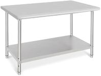 ACONEE Food Prep Stainless Steel Table, Stainless Steel Worktable 48x30 Inch, Heavy Duty Metal Table Cart Worktable with Undershelf, Commercial Workstation for Kitchen Restaurant Garage Home, Silver