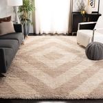 Carpet for Living Room 5x5 feet Square Thick Extra Soft and Fluffy Shaggy Rugs for Living Room Decor Carpets for Bedroom Cream Beige Rhombus