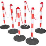 Post and Chain Link Barriers, Red & White Plastic Free Standing Safety Bollards