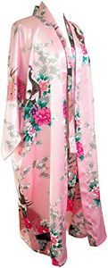 Kimono robe long 16 colours Premium Peacock bridesmaid bridal shower womens gift (Pink Baby)