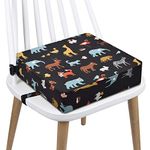 Booster Seat Dining Chair Toddler, Washable Table Boster Seat for Toddler 4 Belt Attach to Chair, Portable Travel Baby Child Kids Booster Cushion