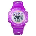 SKMEI Polyurethane Kid Sports Digital Watch, Multi Function Digital Kid Watches Waterproof Led Light Wristwatches For Boys Girls - 1451, Pink Dial, Pink Band