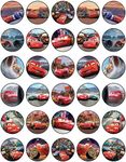 30 x Edible Cupcake Toppers Themed of Cars Collection of Edible Cake Decorations | Uncut Edible on Icing Sheet